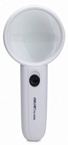 лупа d-60мм  трехкратная,  led подсветка, белый пластик abs, в блистере,  9098 /deli