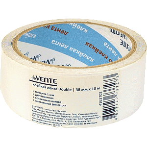 клейкая лента 38мм*10м двухсторонняя на полипропиленовой основе 90мкм  4163702  /devente