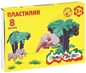 пластилин 8цв. + стек 120г каляка-маляка пкм08, пкм08-п