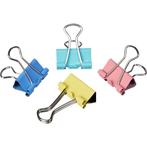 зажим для бумаг 15мм на 45л,  цветной