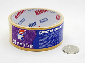 клейкая лента 38мм*5м двухсторонняя на полипропиленовой основе /klebebander