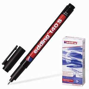 маркер перм.  для любой гладкой поверхности, черный 0,3 мм, мет. наконечник е-140/1