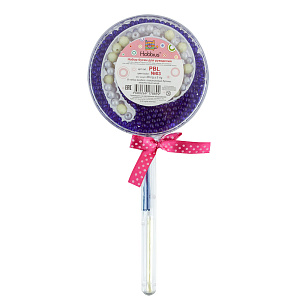 набор для творч. бисер и бусины для рукоделия, леденец №03 белый/фиолетовый pbl /hobbius