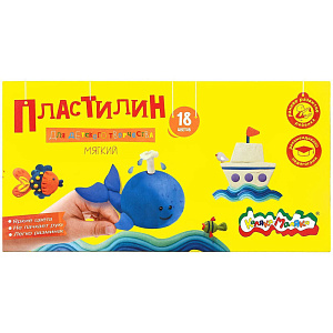 пластилин 18цв. + стек 270г пкм18-п /каляка-маляка