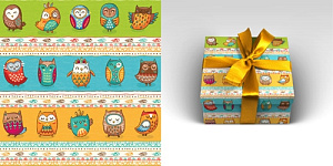 бумага упаковочная 70*100см совушки  90г/м2 10-05-0067 /miland фото