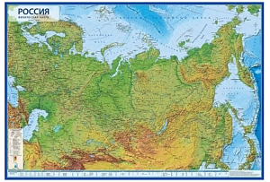 карта россия 60*40 физическая капсульн.ламин. 1:14,5м кн055 /глобен