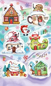 наклейки новогодние домики 0-11-5188а /мир открыток
