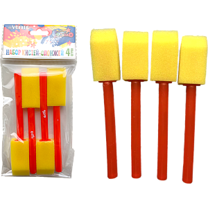 набор кистей-спонж cosmo 4шт. прямоугольные 24*44мм с пластиковой ручкой. 8073400 /devente