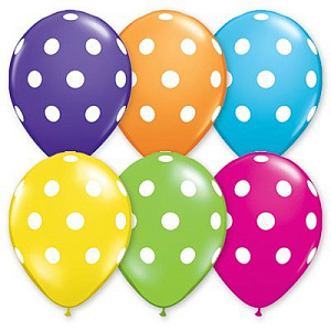 шар воздушный 11" polka dots шелкография, ассорти 1103-1191