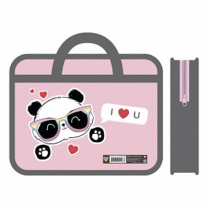 папка с ручками а4 на молнии, пластик, панда, конгрев, пм-а4-225 /пчелка