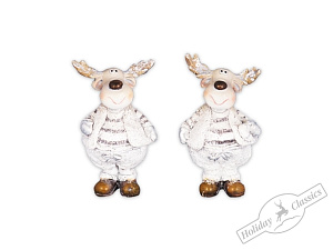 лось серебристый с подарком/конфетой 3*6см керамика hcd17107 /holiday classics