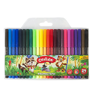 фломастеры 24цв  creativiki, вент. колпачки,  в блистере  флв24кр  /creativiki