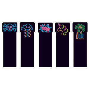 набор закладок 5шт. неоновый микс 1, пластиковые, 60*180мм, зп50086 /эксмо