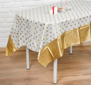 скатерть "горох" 137*182см цвет золото 4326137 /страна карнавалия