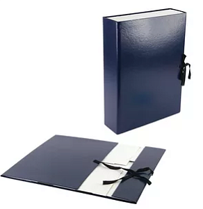 архивный  короб 70мм, бумвинил синий  