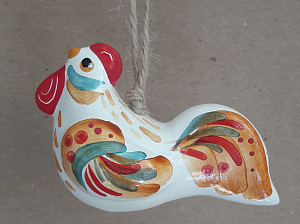 сувенир-подвеска петушок керамика, в инд.кор. /tavolga