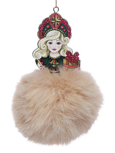 подвеска красавица 10,6*6см, древесина тополя, помпон 92573 /magictime изображение подвеска красавица 10,6*6см, древесина тополя, помпон 92573 /magictime