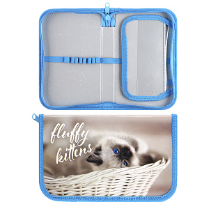 пенал-книжка 1о 190*115 с доп. планкой голубоглазый котенок ламинир.картон, по-04 /пчелка