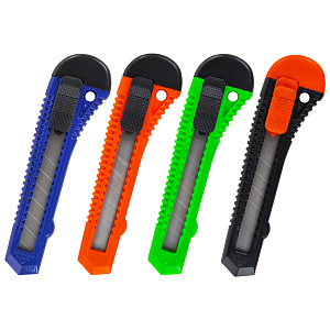 нож канцелярский 18мм с автофиксатором, европодвес, корп.ассорти 230485 /staff