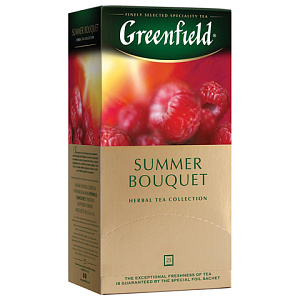 чай greenfield summer bouguet, фруктовый. малина, шиповник, 25 пакетиков в конвертах по 1,5 г, 0433 изображение чай greenfield summer bouguet, фруктовый. малина, шиповник, 25 пакетиков в конвертах по 1,5 г, 0433