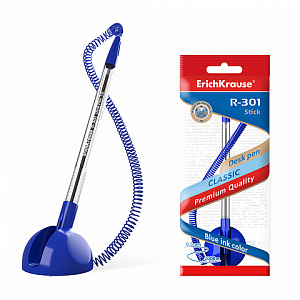 ручка 1.0/0.5 desk pen на самоклеящейся подставке, прозр. корпус, синяя, 46434 /erich krause изображение ручка 1.0/0.5 desk pen на самоклеящейся подставке, прозр. корпус, синяя, 46434 /erich krause