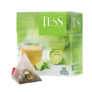 чай tess (тесс) "ginger mojito", зеленый с ароматом мяты и лайма, 20 пир. по 1,8г, 0788-12 изображение чай tess (тесс) "ginger mojito", зеленый с ароматом мяты и лайма, 20 пир. по 1,8г, 0788-12