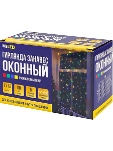 эл.гирл. 80л занавес 8реж. многоцветная 2*1,5м белая. нить гз-0037 /miland
