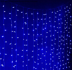 электрогирлянда 528 светодиодов 22 нити занавес 2,2*3м с эффетом стекания, синий ldcl528c-b