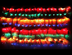 эл. гирлянда 400микроламп сетка 2,4*2,4м цветная с контроллером 8 реж., зел.шнур, twnt400c-m