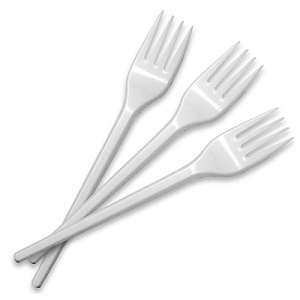 вилка пластиковая белая,  165мм 