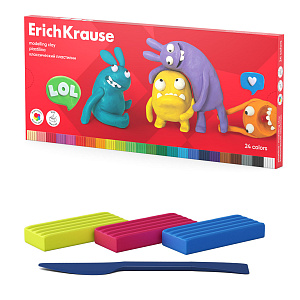 пластилин 24цв 432г к/к jolly friends, со стеком 61350 /ek