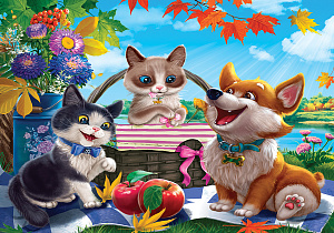 мозаика из пайеток котята и щенок а4 м-1819 /рыжийкот