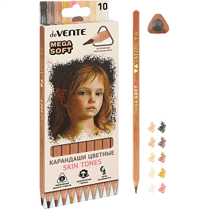 карандаши 10цв skin tones оттенки цвета кожи, супермягкие на масляной основе, диаметр грифеля 4мм, трехгранные, 5022011 5022122 /devente