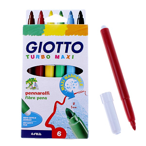 фломастеры 6цв turbo maxi вент.колпачок, утолщен. 453000 /giotto