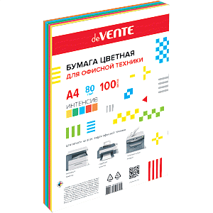 бумага а4 100л, 80г/м2, 5цв*20л, интенсив 2072218 2072706 2072411 /devente