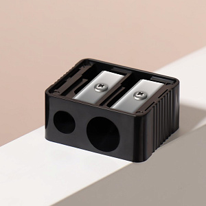 точилка двойная для косметических карандашей, черная 736091 /queenfair