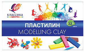 пластилин 32цв. + стек классика 31с2065-08 /луч